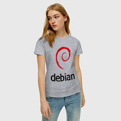 Футболка хлопковая женская Debian, цвет: меланж — фото 2