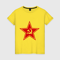 Футболка хлопковая женская Звезда СССР, цвет: желтый