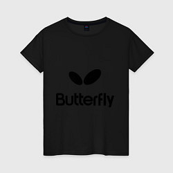 Футболка хлопковая женская Butterfly Logo, цвет: черный