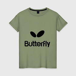 Футболка хлопковая женская Butterfly Logo, цвет: авокадо