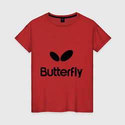 Футболка хлопковая женская Butterfly Logo, цвет: красный