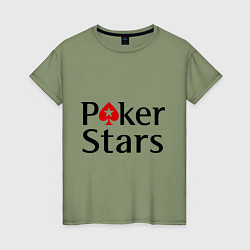 Футболка хлопковая женская Poker Stars, цвет: авокадо