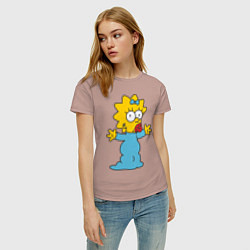 Футболка хлопковая женская Maggie Simpson, цвет: пыльно-розовый — фото 2