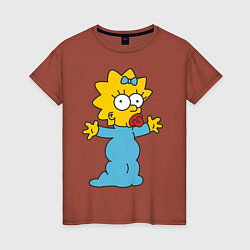 Футболка хлопковая женская Maggie Simpson, цвет: кирпичный