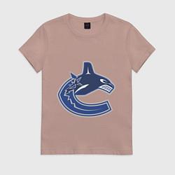 Футболка хлопковая женская Vancouver Canucks, цвет: пыльно-розовый