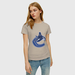 Футболка хлопковая женская Vancouver Canucks, цвет: миндальный — фото 2