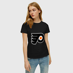 Футболка хлопковая женская Philadelphia Flyers, цвет: черный — фото 2