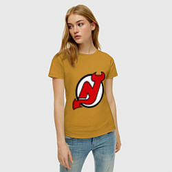 Футболка хлопковая женская New Jersey Devils, цвет: горчичный — фото 2