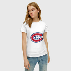 Футболка хлопковая женская Montreal Canadiens, цвет: белый — фото 2