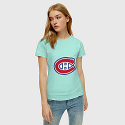 Футболка хлопковая женская Montreal Canadiens цвета мятный — фото 2