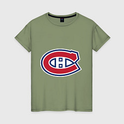 Футболка хлопковая женская Montreal Canadiens, цвет: авокадо