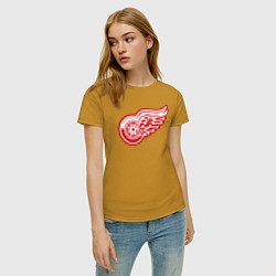 Футболка хлопковая женская Detroit Red Wings, цвет: горчичный — фото 2