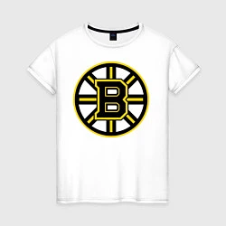 Футболка хлопковая женская Boston Bruins, цвет: белый