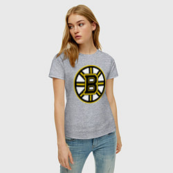 Футболка хлопковая женская Boston Bruins, цвет: меланж — фото 2