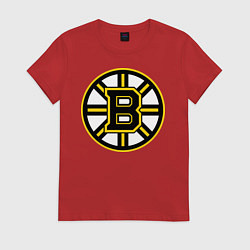 Футболка хлопковая женская Boston Bruins, цвет: красный