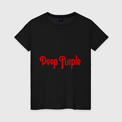 Футболка хлопковая женская Deep Purple: Red Logo, цвет: черный