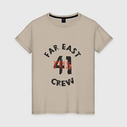 Футболка хлопковая женская Far East 41 Crew, цвет: миндальный