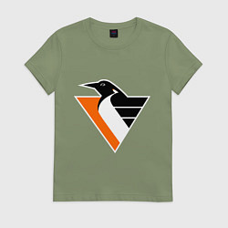Футболка хлопковая женская Pittsburgh Penguins, цвет: авокадо
