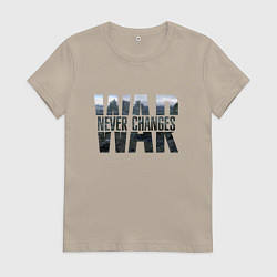 Футболка хлопковая женская War never changes, цвет: миндальный