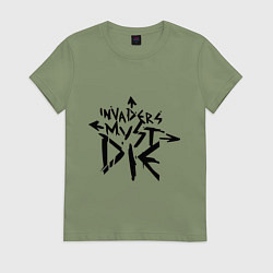 Футболка хлопковая женская The Prodigy: Invaders Must Die, цвет: авокадо