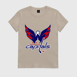 Футболка хлопковая женская Washington Capitals: Ovechkin, цвет: миндальный
