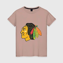 Футболка хлопковая женская Chicago Blackhawks, цвет: пыльно-розовый