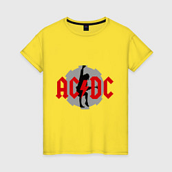 Футболка хлопковая женская AC/DC: Angus Young, цвет: желтый