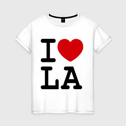 Футболка хлопковая женская I love LA, цвет: белый
