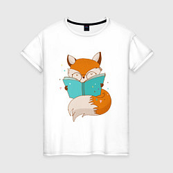 Женская футболка Лисица с книгой