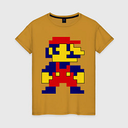Футболка хлопковая женская Pixel Mario, цвет: горчичный
