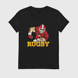 Футболка хлопковая женская Rugby Man, цвет: черный