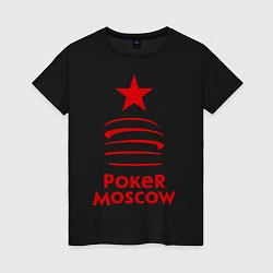 Футболка хлопковая женская Poker Moscow, цвет: черный