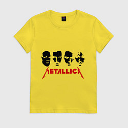 Футболка хлопковая женская Metallica (Лица), цвет: желтый