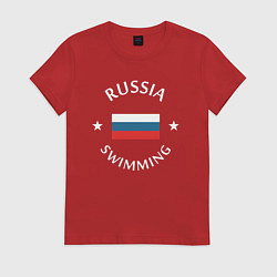 Футболка хлопковая женская Swimming, цвет: красный