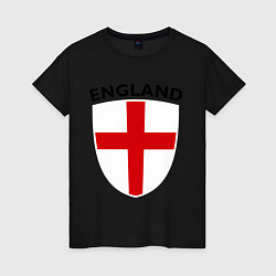 Футболка хлопковая женская England Shield, цвет: черный