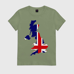 Футболка хлопковая женская Великобритания (Great Britain), цвет: авокадо