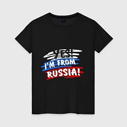 Футболка хлопковая женская I am from Russia, цвет: черный