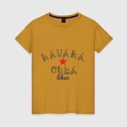 Футболка хлопковая женская Havana Cuba, цвет: горчичный
