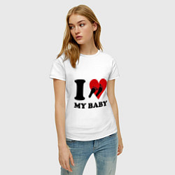 Футболка хлопковая женская I love my baby, цвет: белый — фото 2