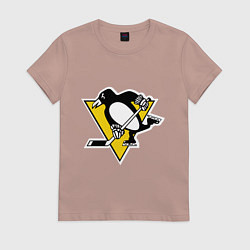 Футболка хлопковая женская Pittsburgh Penguins, цвет: пыльно-розовый