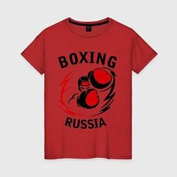 Футболка хлопковая женская Boxing Russia Forever, цвет: красный