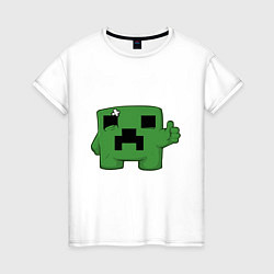 Футболка хлопковая женская Minecraft Green, цвет: белый