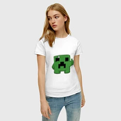Футболка хлопковая женская Minecraft Green, цвет: белый — фото 2