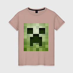 Футболка хлопковая женская Мinecraft creeper, цвет: пыльно-розовый