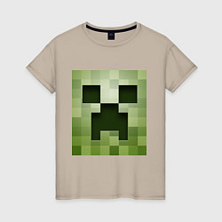 Футболка хлопковая женская Мinecraft creeper, цвет: миндальный