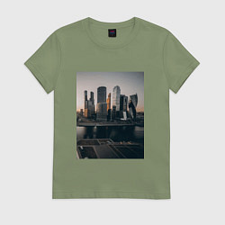 Футболка хлопковая женская Moscow City, цвет: авокадо