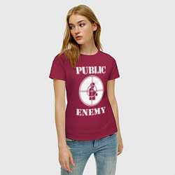 Футболка хлопковая женская Public Enemy, цвет: маджента — фото 2