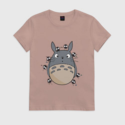 Футболка хлопковая женская Тоторо, цвет: пыльно-розовый
