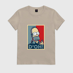 Футболка хлопковая женская D'oh Poster, цвет: миндальный