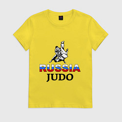 Футболка хлопковая женская Russia judo, цвет: желтый
